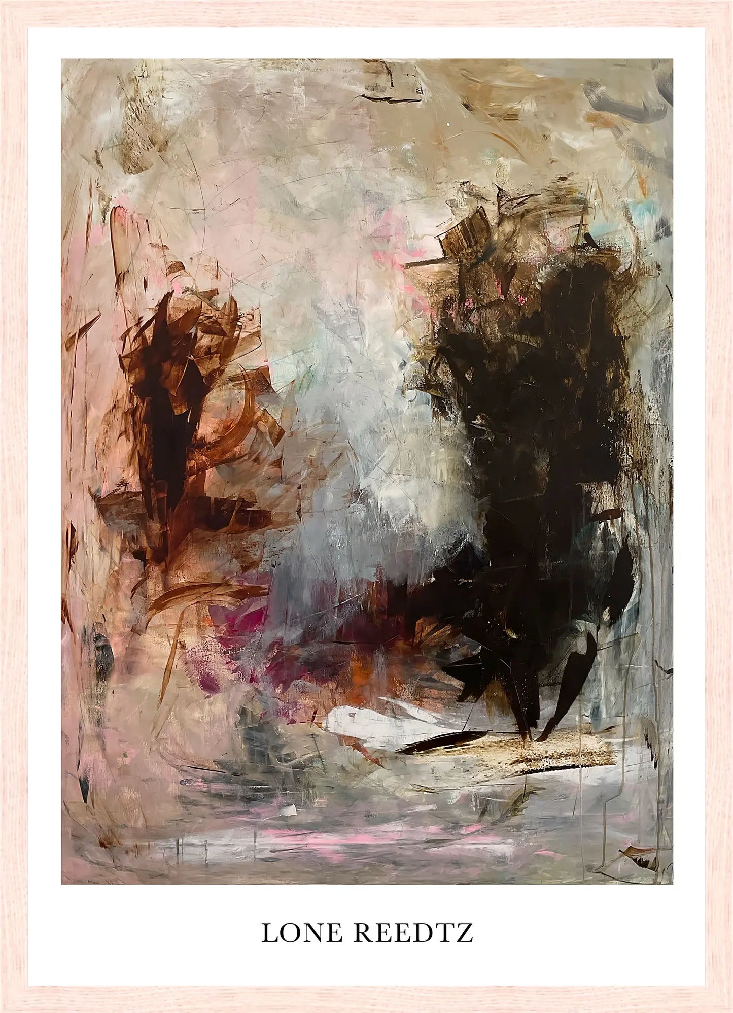 Live and dance – Abstrakt kunsttryk af Lone Reedtz by Lone Reedtz , Abstrakt ekspressiv kunstplakat 42 x 30 cm (A3) Kunsttryk + Ramme