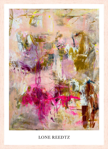 Livets dans – Abstrakt kunsttryk af Lone Reedtz by Lone Reedtz , Abstrakt ekspressiv kunstplakat 42 x 30 cm (A3) Kunsttryk + Ramme