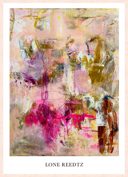 Livets dans – Abstrakt kunsttryk af Lone Reedtz by Lone Reedtz , Abstrakt ekspressiv kunstplakat 70 x 50 cm Kunsttryk + Ramme