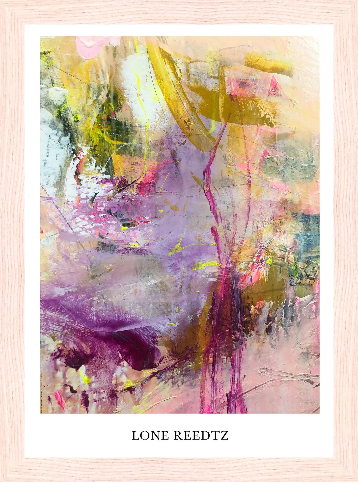 Livets dans v2 - Abstrakt kunsttryk af Lone Reedtz by Lone Reedtz , Abstrakt ekspressiv kunstplakat 21 x 15 cm (A5) Kunsttryk + Ramme