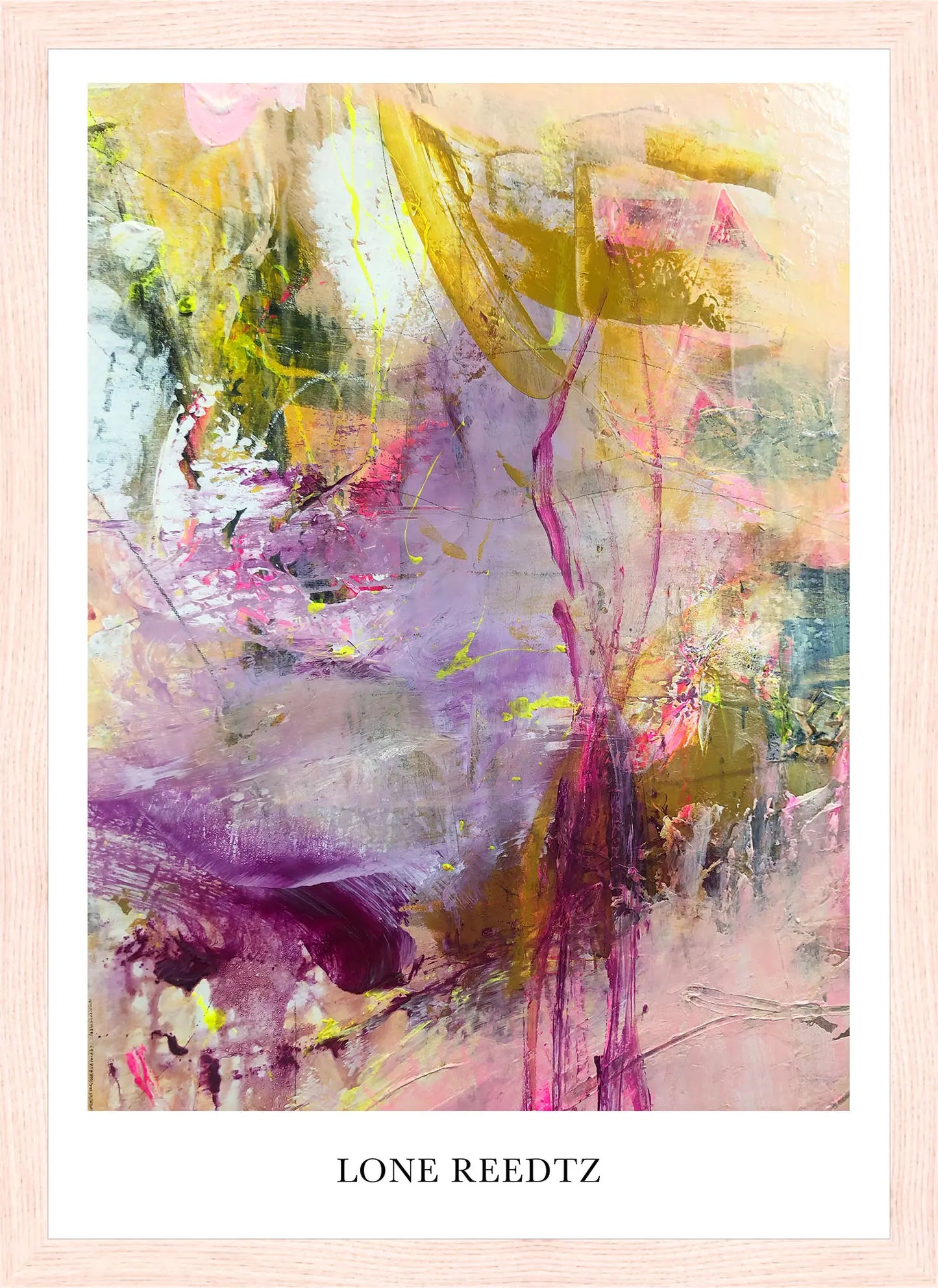 Livets dans v2 - Abstrakt kunsttryk af Lone Reedtz by Lone Reedtz , Abstrakt ekspressiv kunstplakat 30 x 21 cm (A4) Kunsttryk + Ramme