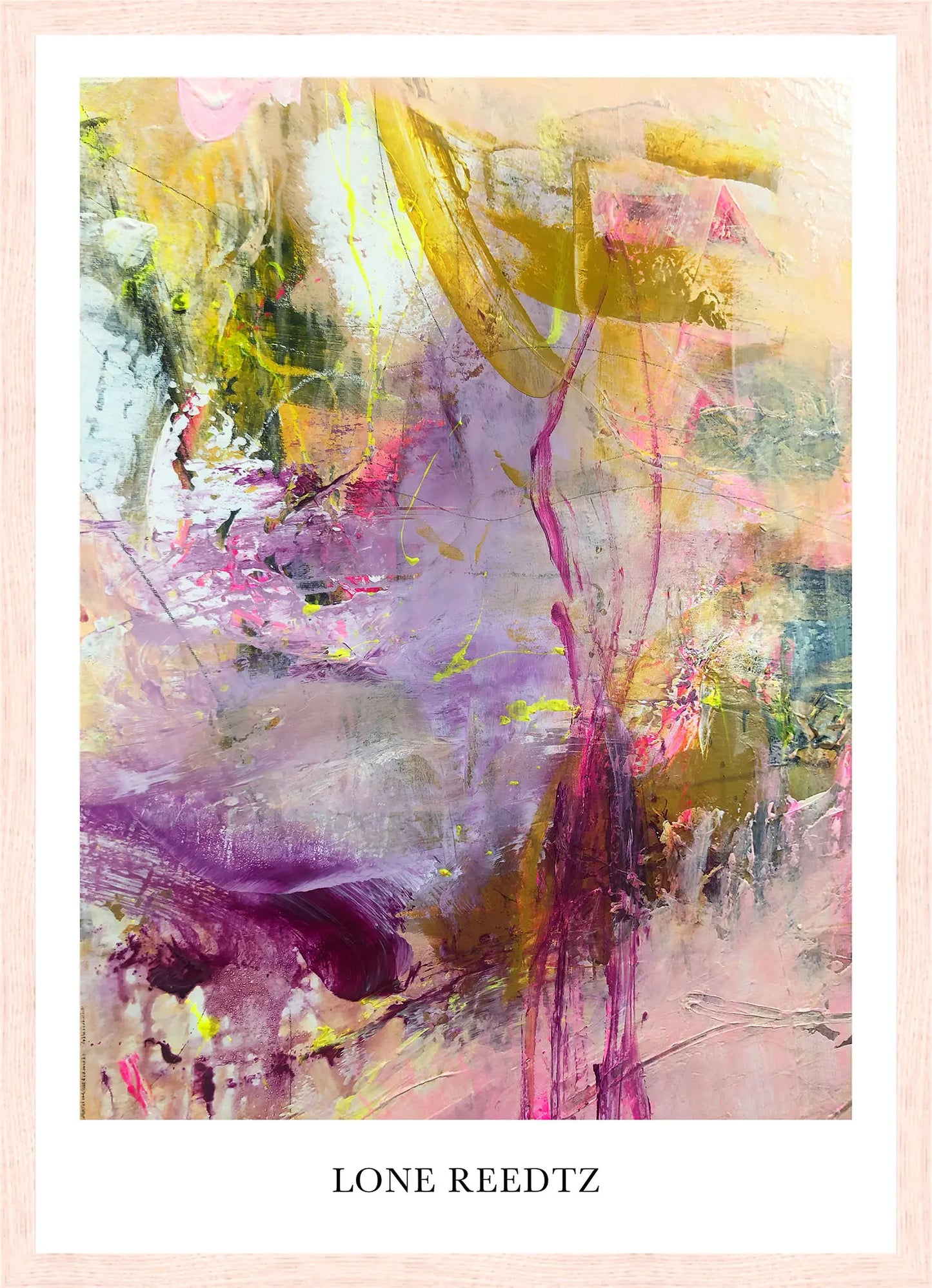 Livets dans v2 - Abstrakt kunsttryk af Lone Reedtz by Lone Reedtz , Abstrakt ekspressiv kunstplakat 42 x 30 cm (A3) Kunsttryk + Ramme