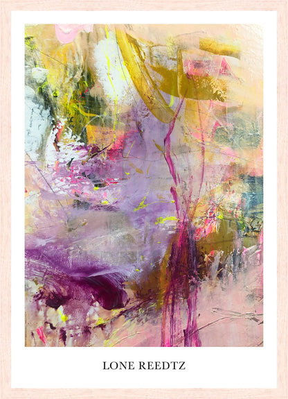 Livets dans v2 - Abstrakt kunsttryk af Lone Reedtz by Lone Reedtz , Abstrakt ekspressiv kunstplakat 42 x 30 cm (A3) Kunsttryk + Ramme