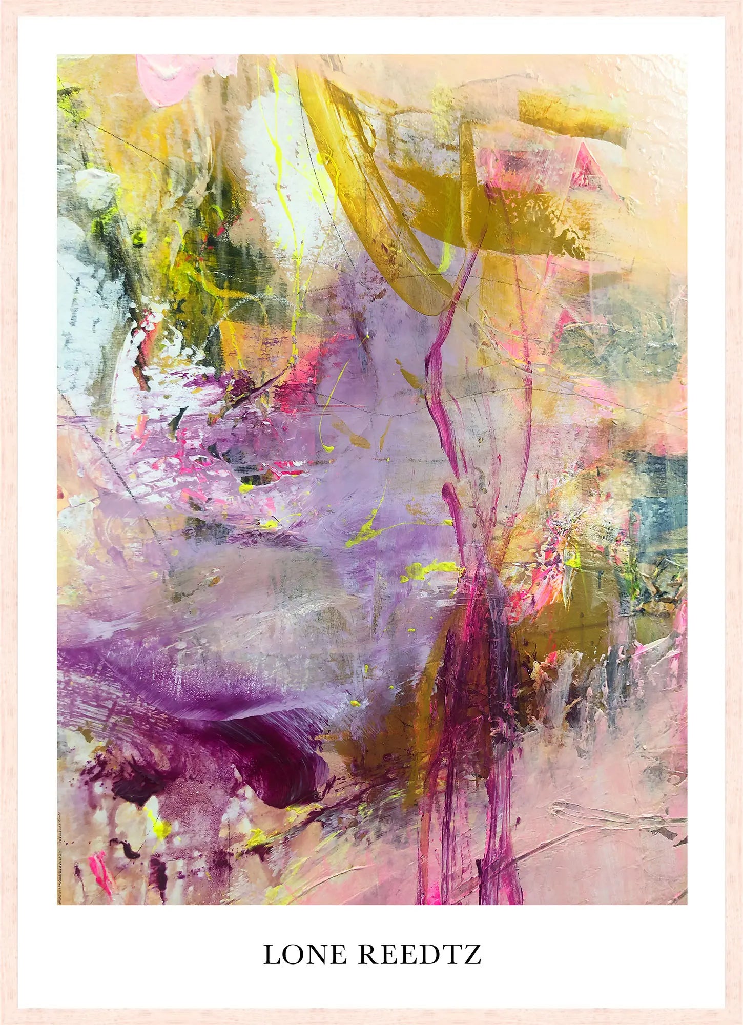 Livets dans v2 - Abstrakt kunsttryk af Lone Reedtz by Lone Reedtz , Abstrakt ekspressiv kunstplakat 70 x 50 cm Kunsttryk + Ramme