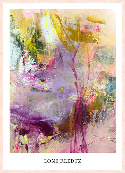 Livets dans v2 - Abstrakt kunsttryk af Lone Reedtz by Lone Reedtz , Abstrakt ekspressiv kunstplakat 70 x 50 cm Kunsttryk + Ramme