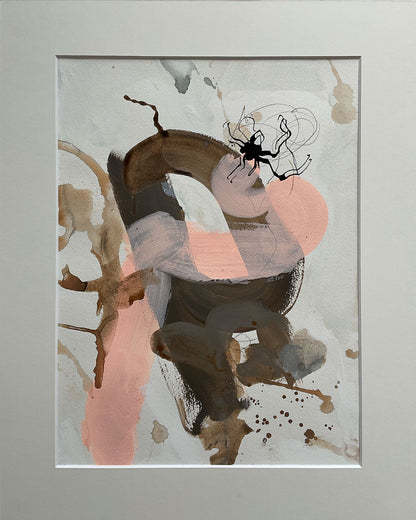 Paperwork nr. 8, 40x50 cm med valgfri indramning by Lone Reedtz , Abstrakt ekspressivt akrylmaleri på papir i passepartout Uden ramme