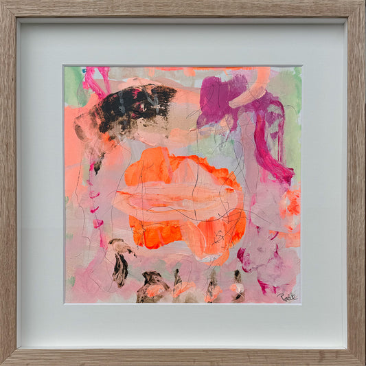 Paperwork nr. 123, 40x40 cm, i boksramme af massivt egetræ