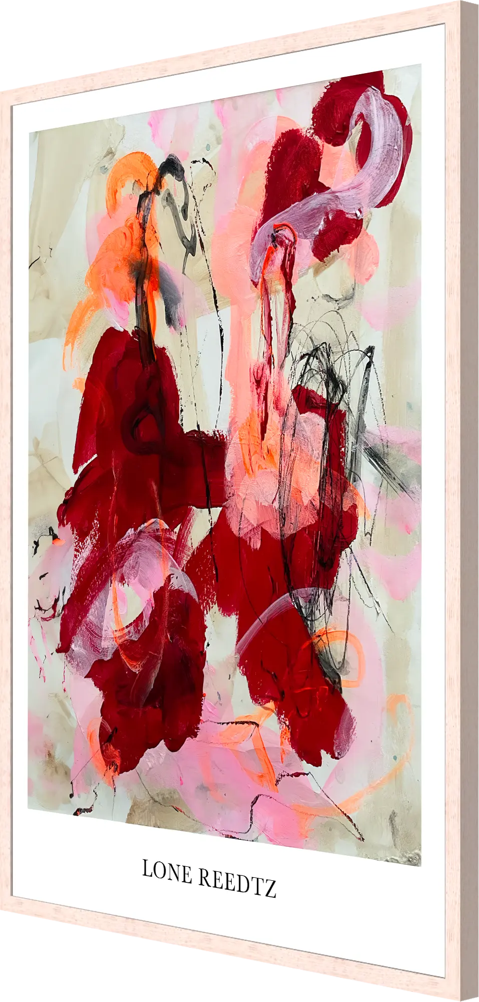 Hearts without borders – Abstrakt kunsttryk af Lone Reedtz by Lone Reedtz , Abstrakt ekspressiv kunstplakat