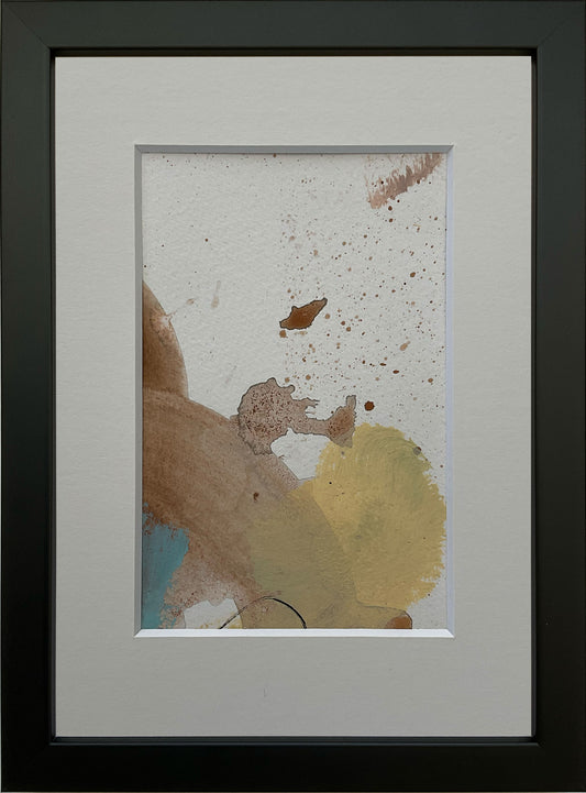 Paperwork nr. 42, 21x15 cm, med valgfri indramning by Lone Reedtz , Abstrakt ekspressivt akrylmaleri på papir i passepartout Med sort træramme Childish