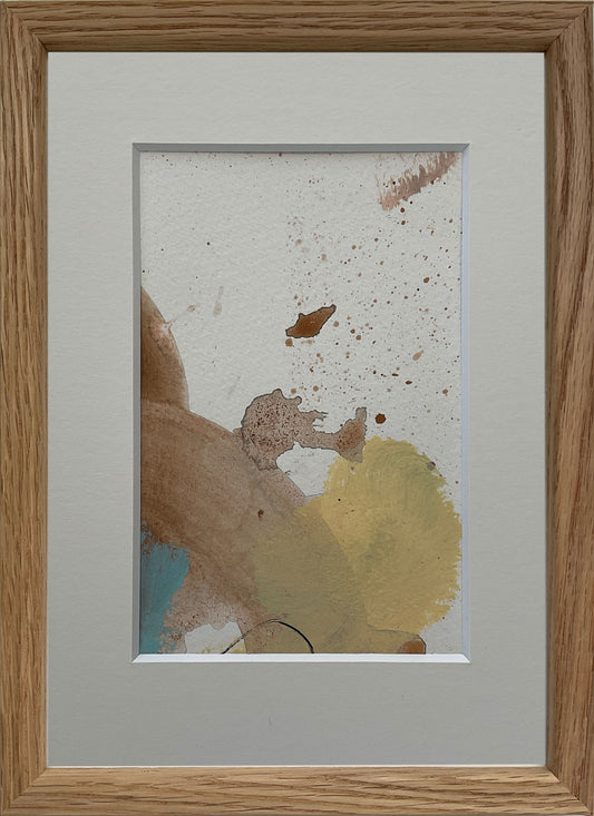 Paperwork nr. 42, 21x15 cm, med valgfri indramning by Lone Reedtz , Abstrakt ekspressivt akrylmaleri på papir i passepartout Med massiv egetræsramme Childish