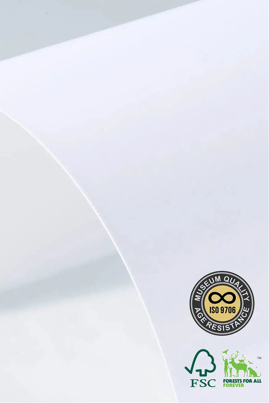 Kunstpapir, høj kvalitetspapir til kunsttryk, mat, 230 gr/m2, FSC-certificeret, arkivbestandigt ISO 9706