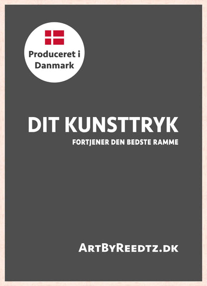 Ramme i massivt egetræ med refleksfrit museumsglas by Lone Reedtz , Abstrakt ekspressiv kunstplakat 70 x 50 cm (B2)