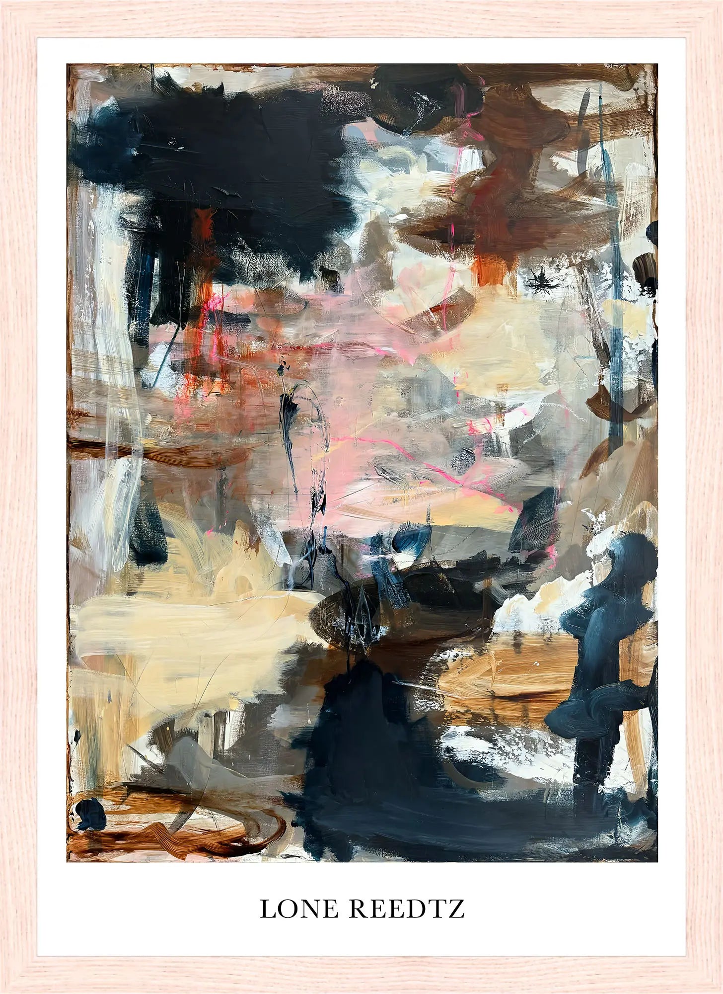 Simple life – Abstrakt kunsttryk af Lone Reedtz by Lone Reedtz , Abstrakt ekspressiv kunstplakat 30 x 21 cm (A4) Kunsttryk + Ramme