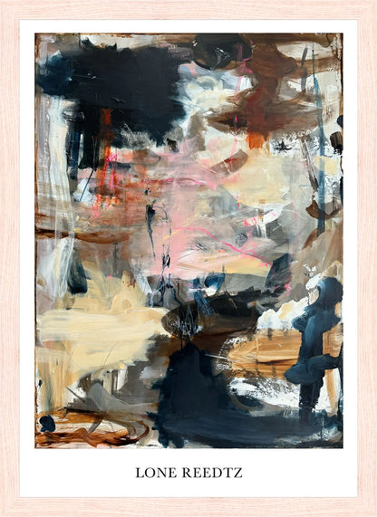 Simple life – Abstrakt kunsttryk af Lone Reedtz by Lone Reedtz , Abstrakt ekspressiv kunstplakat 30 x 21 cm (A4) Kunsttryk + Ramme