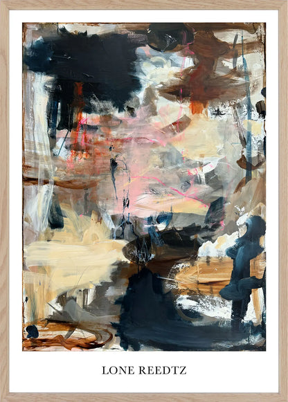 Simple life – Abstrakt kunsttryk af Lone Reedtz by Lone Reedtz , Abstrakt ekspressiv kunstplakat 60 x 42 cm (A2) Kunsttryk + Ramme