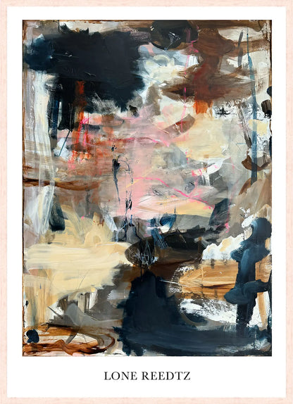 Simple life – Abstrakt kunsttryk af Lone Reedtz by Lone Reedtz , Abstrakt ekspressiv kunstplakat 70 x 50 cm Kunsttryk + Ramme