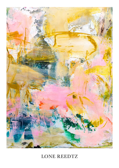 Stille sol – Abstrakt kunsttryk af Lone Reedtz by Lone Reedtz , Abstrakt ekspressiv kunstplakat Kunsttryk