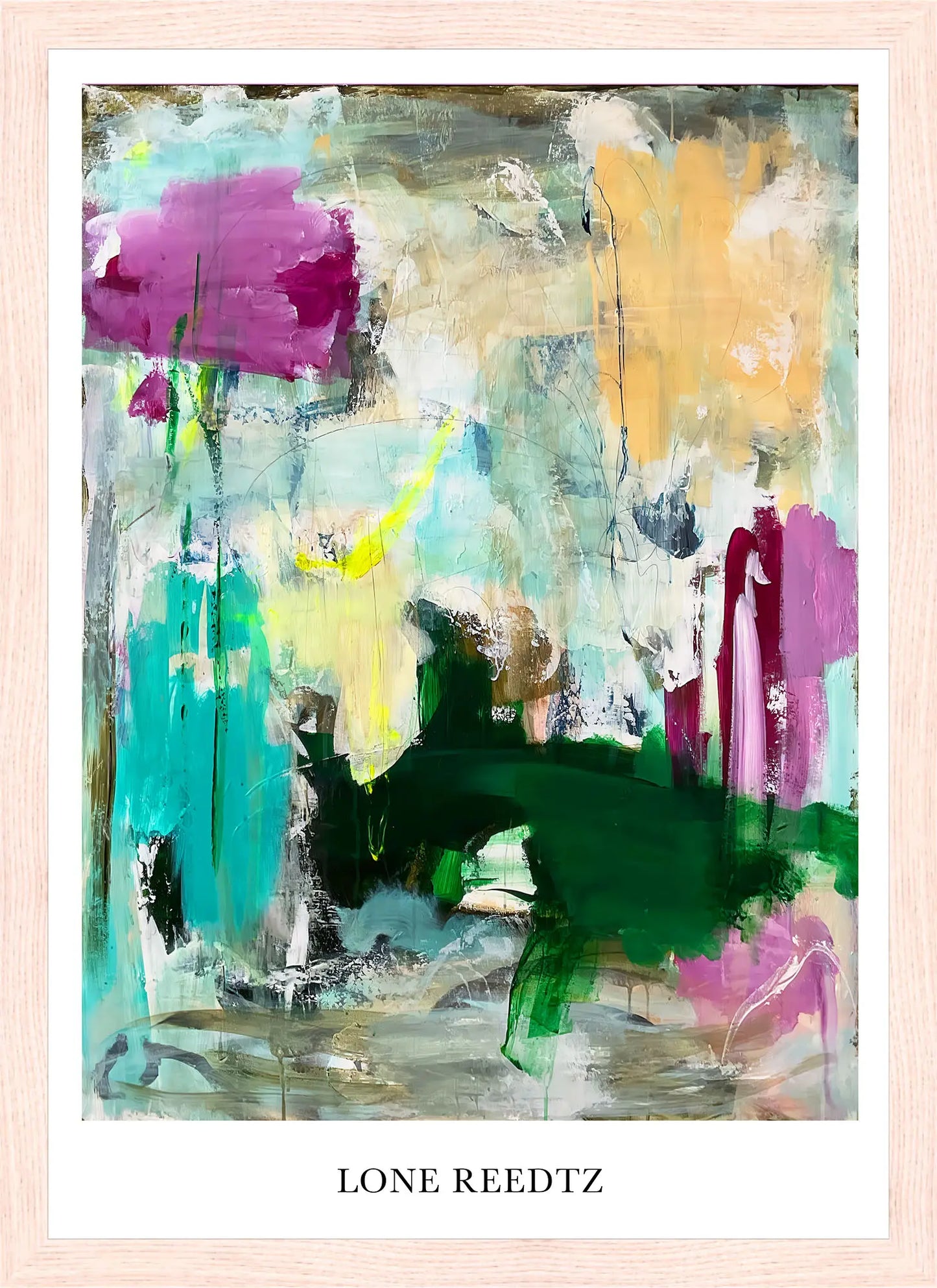 The entrance – Abstrakt kunsttryk af Lone Reedtz by Lone Reedtz , Abstrakt ekspressiv kunstplakat 30 x 21 cm (A4) Kunsttryk + Ramme