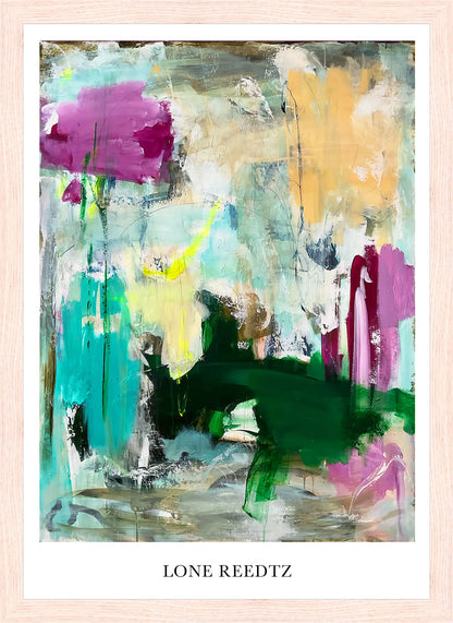 The entrance – Abstrakt kunsttryk af Lone Reedtz by Lone Reedtz , Abstrakt ekspressiv kunstplakat 30 x 21 cm (A4) Kunsttryk + Ramme