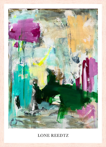 The entrance – Abstrakt kunsttryk af Lone Reedtz by Lone Reedtz , Abstrakt ekspressiv kunstplakat 42 x 30 cm (A3) Kunsttryk + Ramme