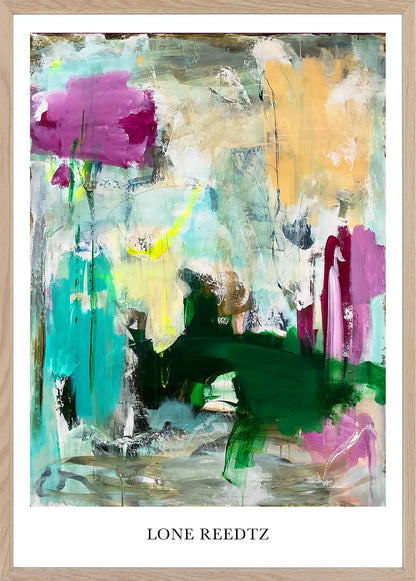 The entrance – Abstrakt kunsttryk af Lone Reedtz by Lone Reedtz , Abstrakt ekspressiv kunstplakat 60 x 42 cm (A2) Kunsttryk + Ramme