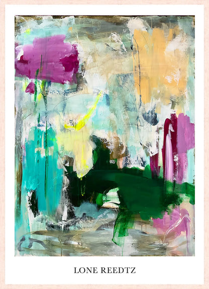 The entrance – Abstrakt kunsttryk af Lone Reedtz by Lone Reedtz , Abstrakt ekspressiv kunstplakat 70 x 50 cm Kunsttryk + Ramme