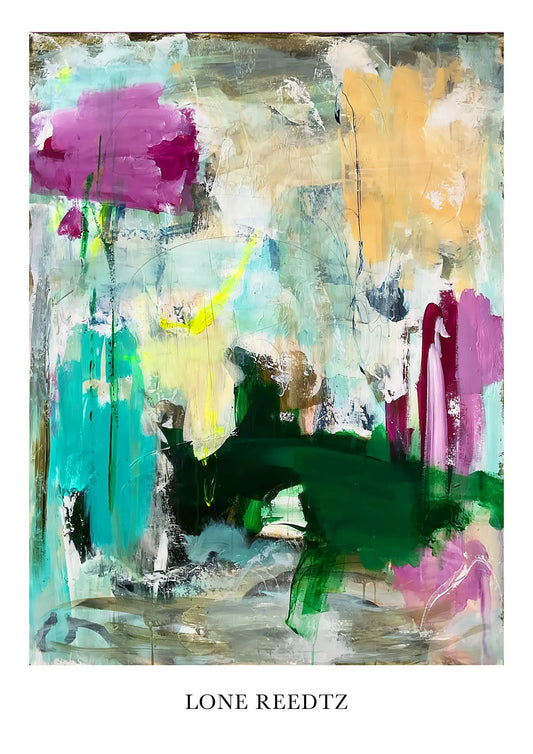 The entrance – Abstrakt kunsttryk af Lone Reedtz by Lone Reedtz , Abstrakt ekspressiv kunstplakat Kunsttryk