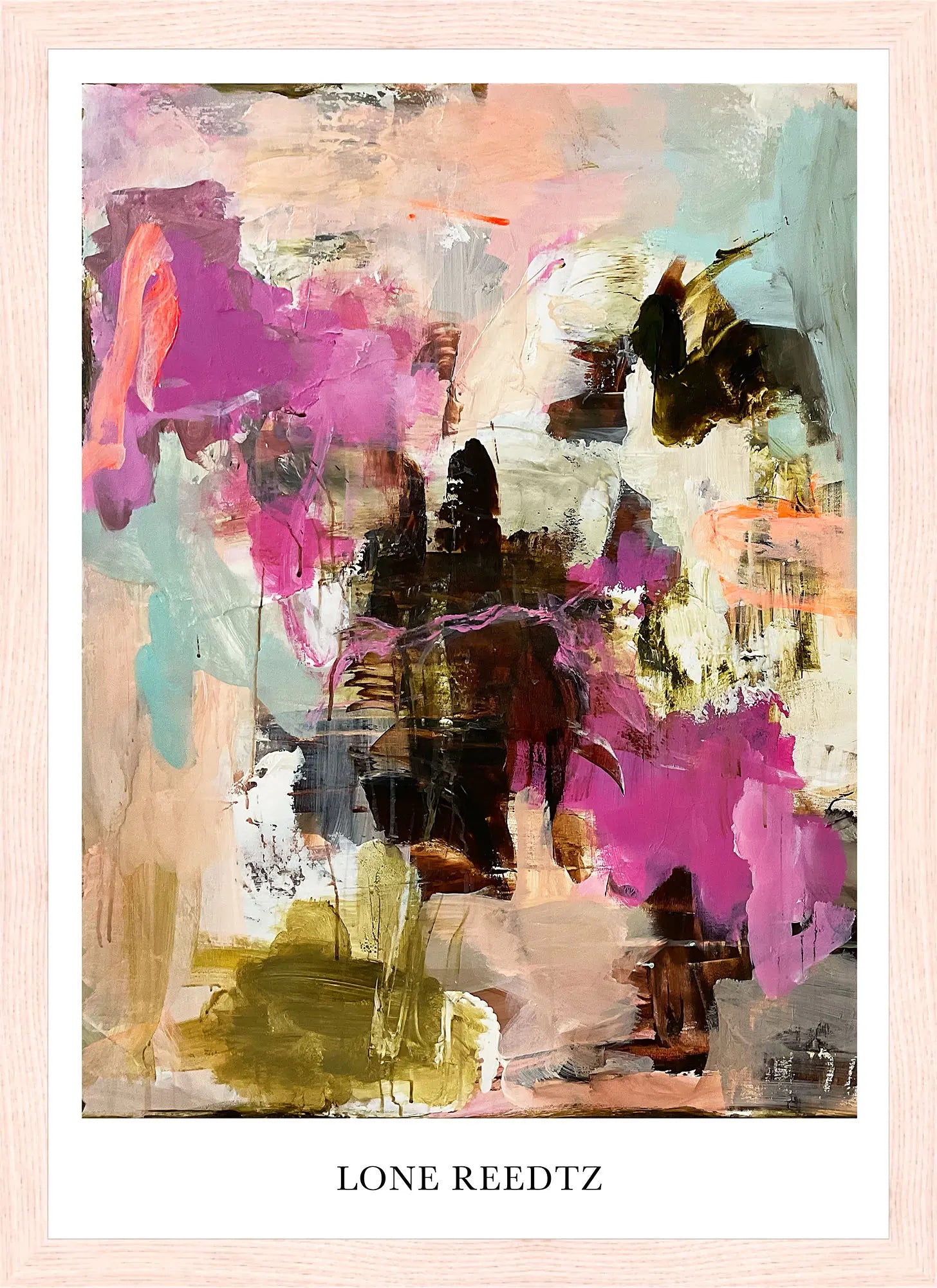 The flow of time – Abstrakt kunsttryk af Lone Reedtz by Lone Reedtz , Abstrakt ekspressiv kunstplakat 30 x 21 cm (A4) Kunsttryk + Ramme