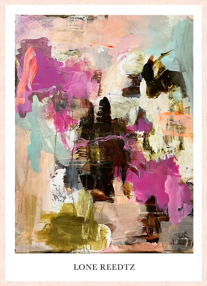 The flow of time – Abstrakt kunsttryk af Lone Reedtz by Lone Reedtz , Abstrakt ekspressiv kunstplakat 70 x 50 cm Kunsttryk + Ramme