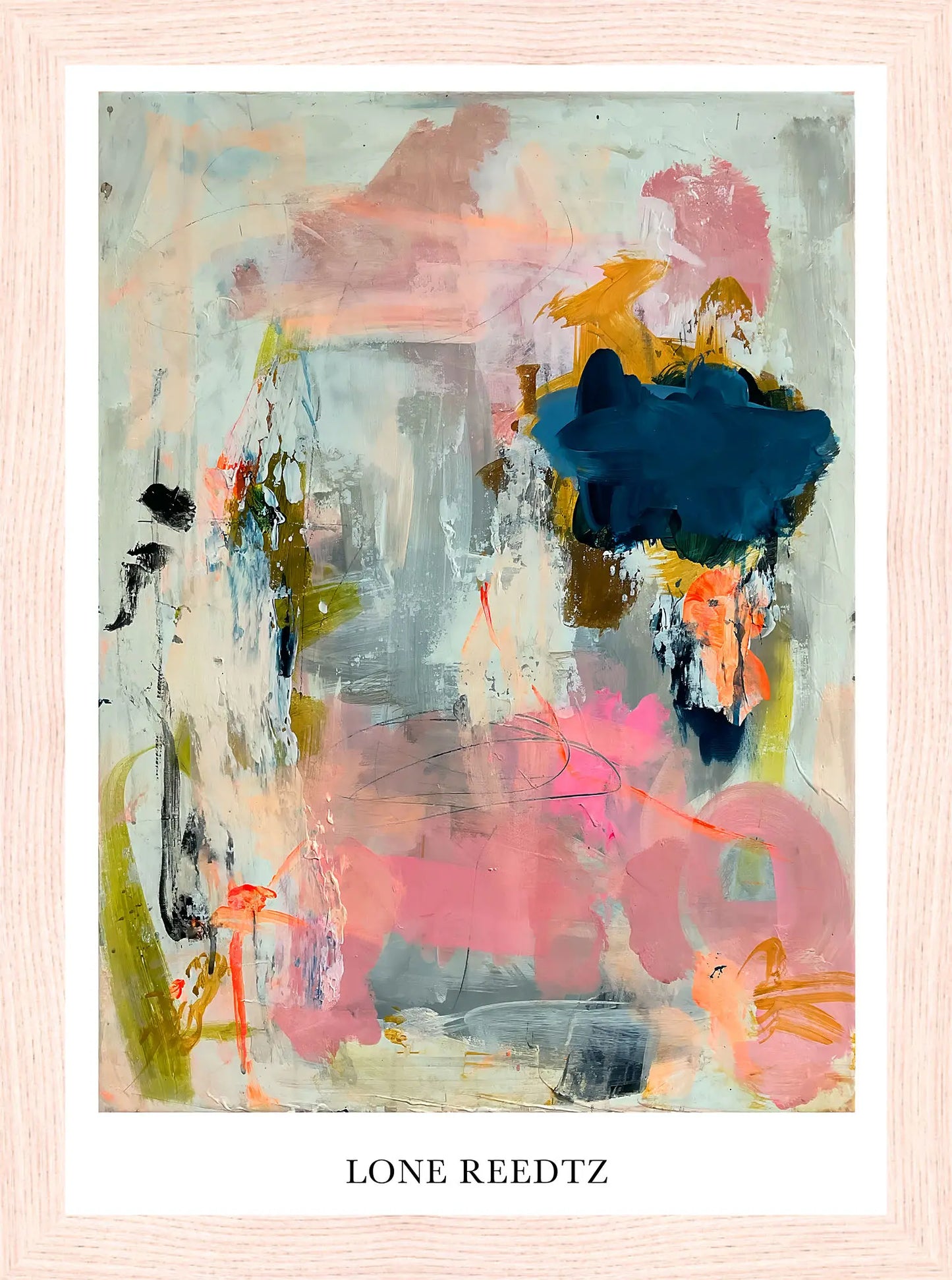 Timeless – Abstrakt kunsttryk af Lone Reedtz by Lone Reedtz , Abstrakt ekspressiv kunstplakat 21 x 15 cm (A5) Kunsttryk + Ramme