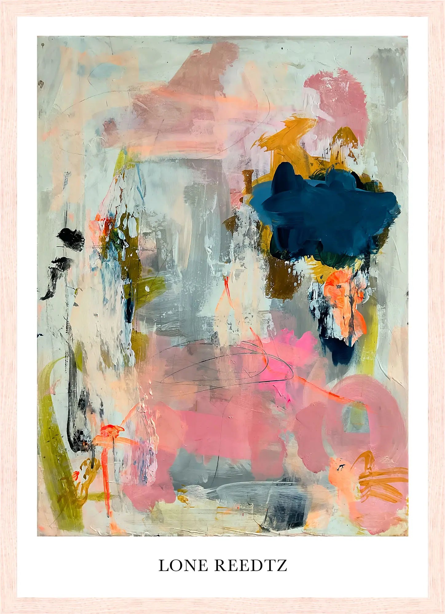 Timeless – Abstrakt kunsttryk af Lone Reedtz by Lone Reedtz , Abstrakt ekspressiv kunstplakat 42 x 30 cm (A3) Kunsttryk + Ramme