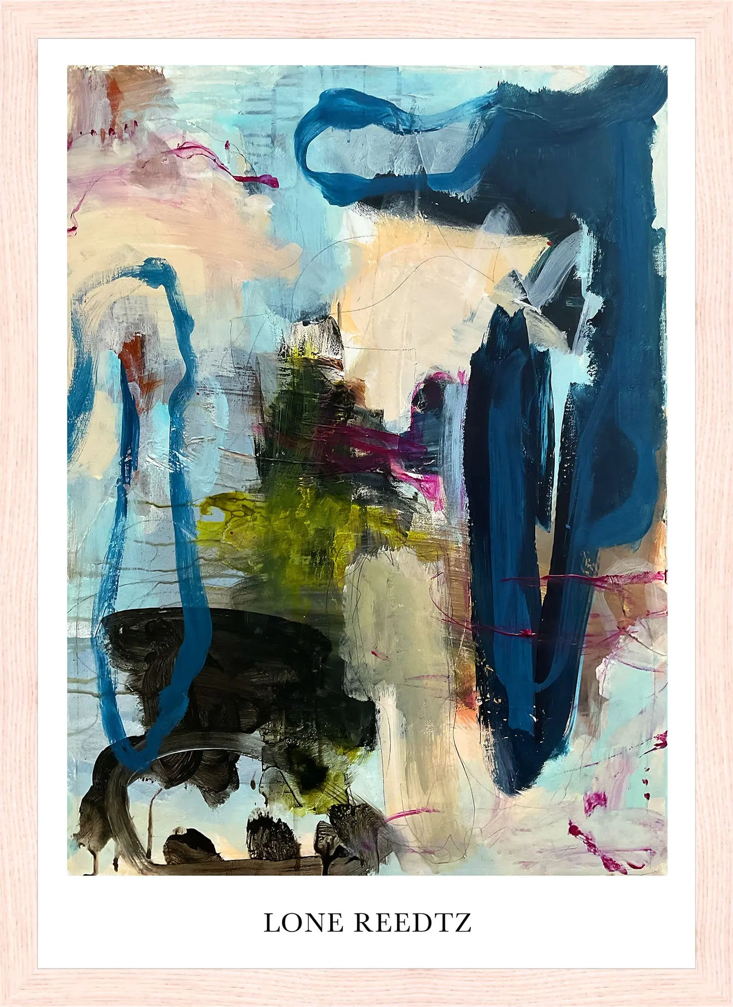 Touch the sky – Abstrakt kunsttryk af Lone Reedtz by Lone Reedtz , Abstrakt ekspressiv kunstplakat 30 x 21 cm (A4) Kunsttryk + Ramme