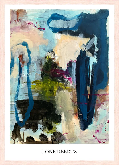 Touch the sky – Abstrakt kunsttryk af Lone Reedtz by Lone Reedtz , Abstrakt ekspressiv kunstplakat 42 x 30 cm (A3) Kunsttryk + Ramme