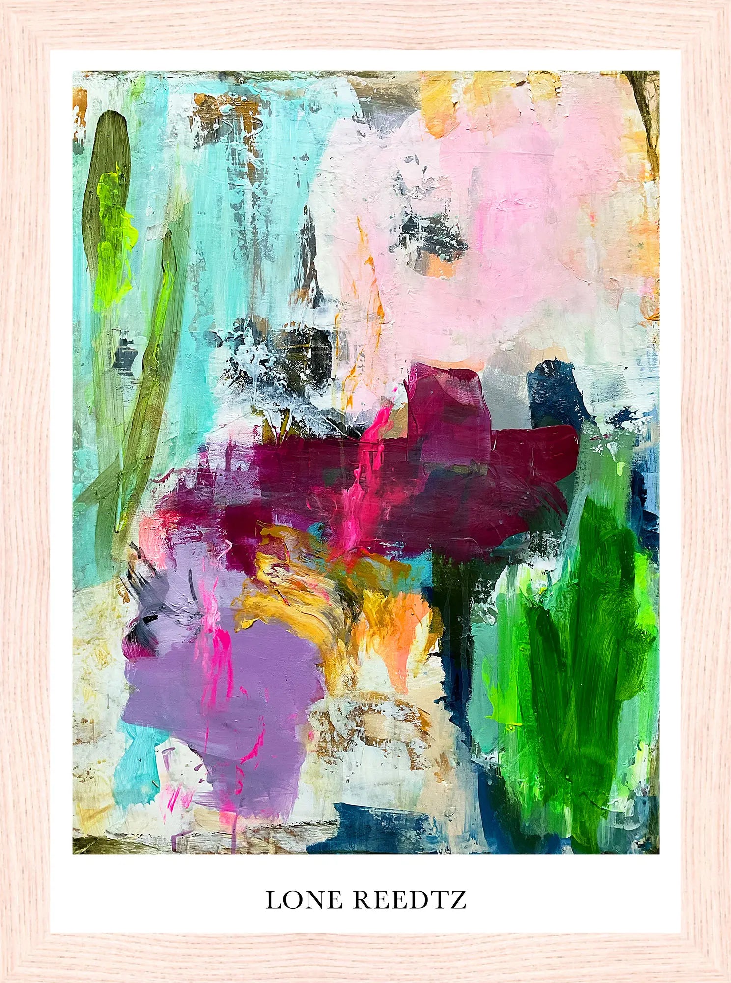 Warm beauty – Abstrakt kunsttryk af Lone Reedtz by Lone Reedtz , Abstrakt ekspressiv kunstplakat 21 x 15 cm (A5) Kunsttryk + Ramme