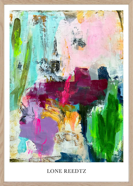 Warm beauty – Abstrakt kunsttryk af Lone Reedtz by Lone Reedtz , Abstrakt ekspressiv kunstplakat 60 x 42 cm (A2) Kunsttryk + Ramme