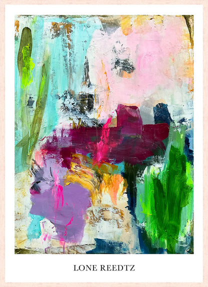 Warm beauty – Abstrakt kunsttryk af Lone Reedtz by Lone Reedtz , Abstrakt ekspressiv kunstplakat 70 x 50 cm Kunsttryk + Ramme